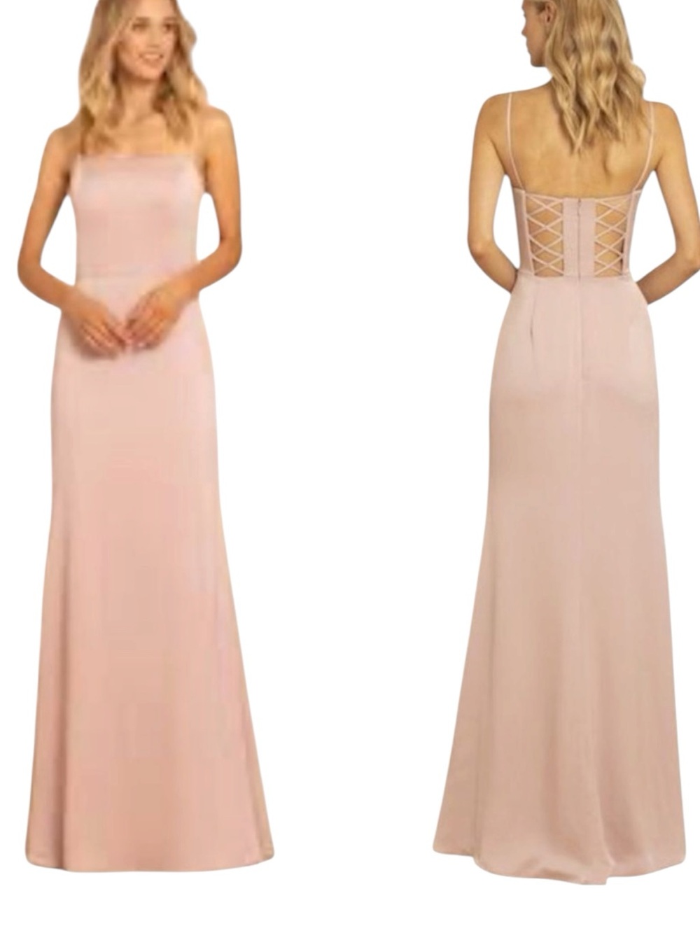 Hayley Paige Pink Maxi Corset Back BalletCore Bridesmaid Dress NWT Size 12